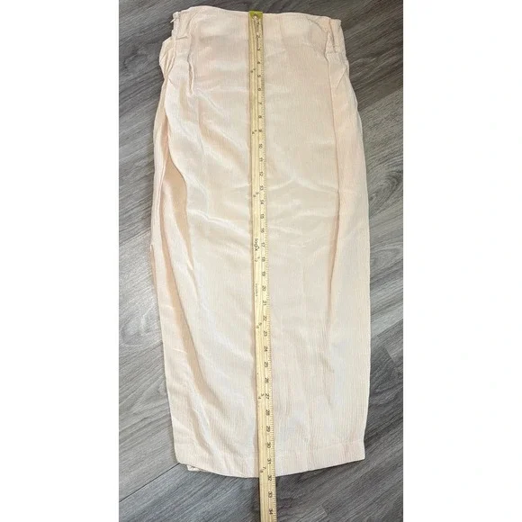 Acne Studios Textured Ruched Crepon Midi Skirt Beige High Waisted Side Slit - Picture 10 of 11